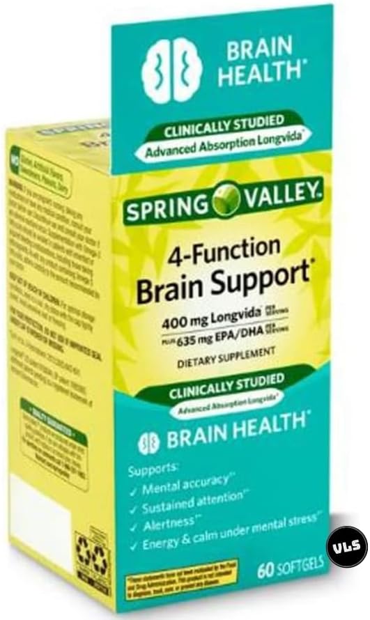 Spring Valley 4-Function Brain Support, 60 cápsulas blandas