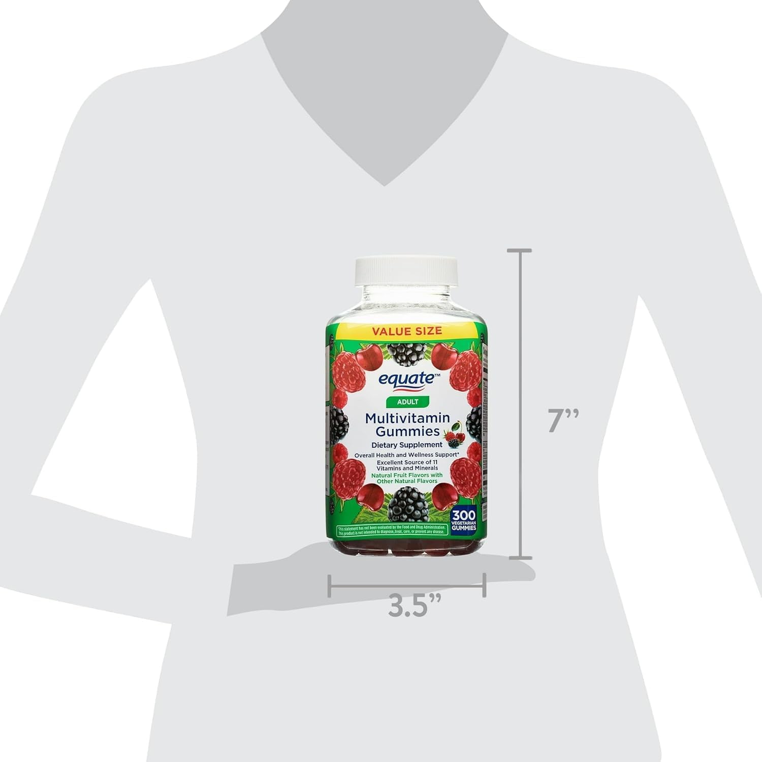 Equate Gominolas Multivitamínicas para la Salud General, Sabor Fruta Natural, 300 uds