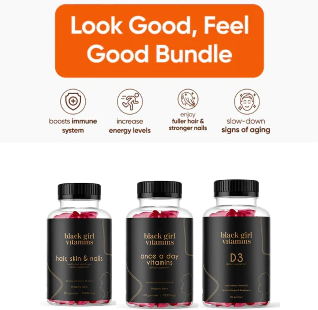 Look Good Feel Good Bundle – Hair Skin & Nails, Vitamin D3 & Multivitamin Gummies for Women