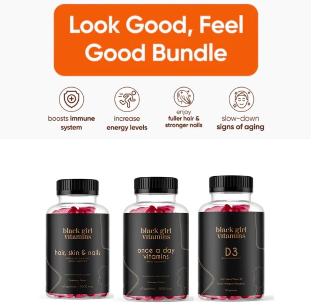 Look Good Feel Good Bundle – Hair Skin & Nails, Vitamin D3 & Multivitamin Gummies for Women
