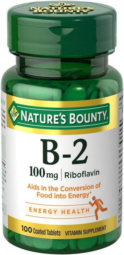 Nature's Bounty Vitamina B-2 100 mg, 100 Tabletas Recubiertas (Paquete de 5 de Ahorro)