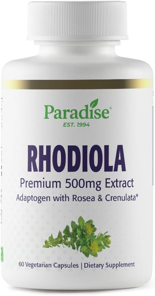 Paradise Herbs Rhodiola Extract 500mg, 60 Cápsulas Vegetales