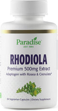 Paradise Herbs Rhodiola Extract 500mg, 60 Cápsulas Vegetales