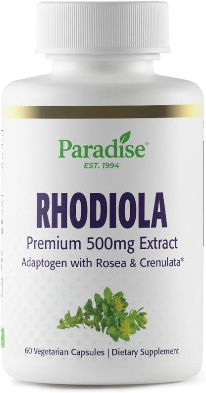 Paradise Herbs Rhodiola Extract 500mg, 60 Cápsulas Vegetales – Image 1