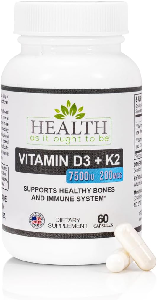 Health As It Ought To Be Vitamina K2 MK-7 300 mcg – Suplemento extra fuerte, sin soja – 60 cápsulas
