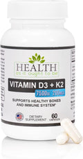 HAIOTB D3+K2: Vitamina D3 7500 UI + K2 200 mcg - 60 Cápsulas