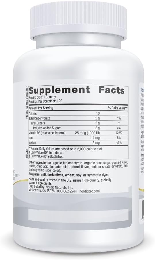 Nordic Naturals Pro Vitamin D3 Gummies, Wild Berry - 120 Gummies