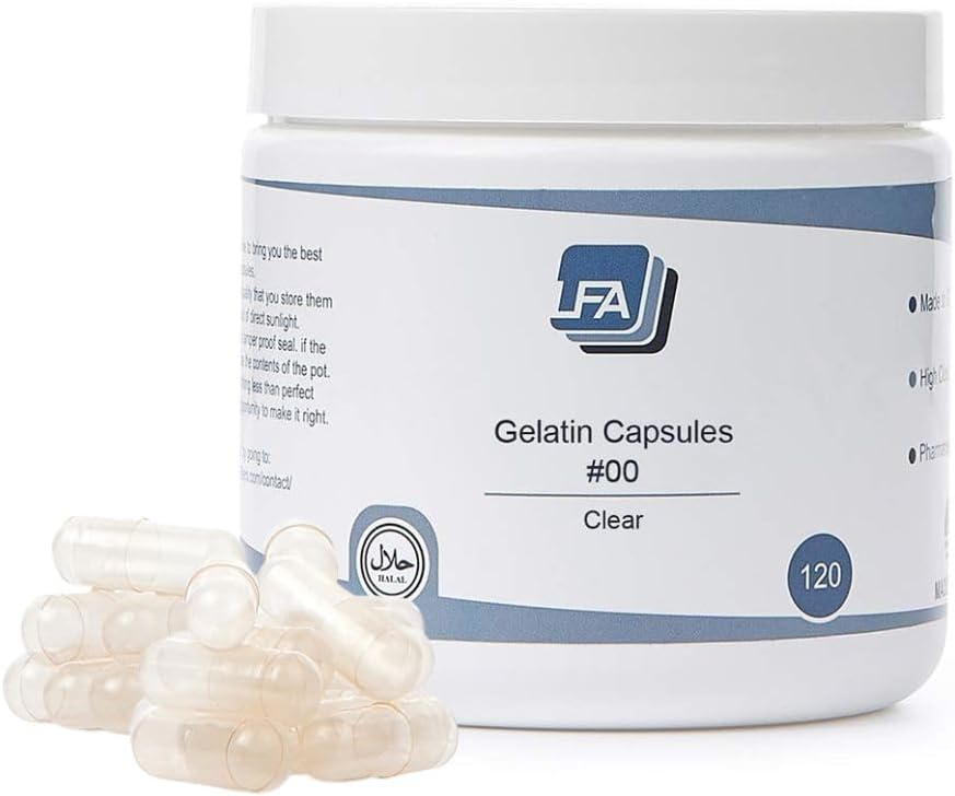 Cápsulas Vacías Tamaño 00 - Gelatina Clara - Frasco de 500 uds - LFA Tablet Presses
