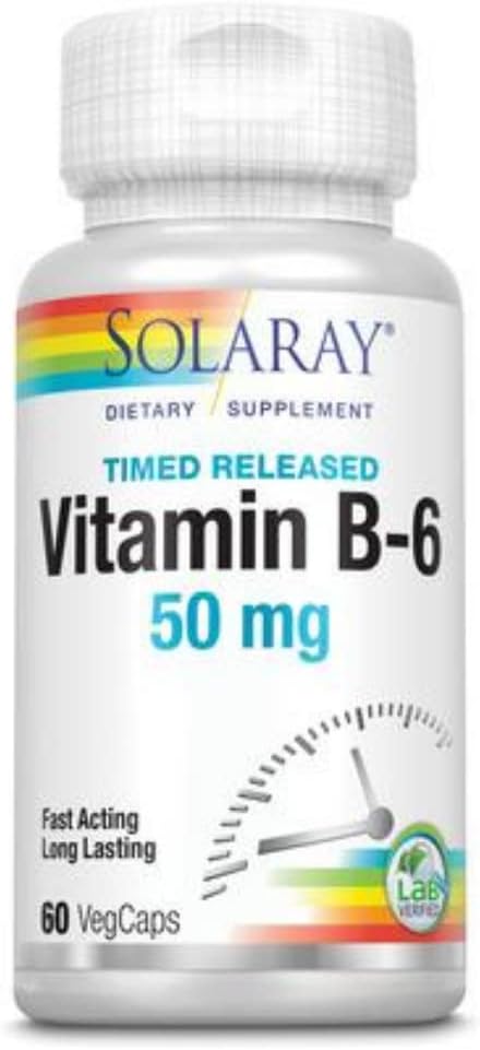 SOLARAY B-6 TSTR - Vitamina B6 50 mg, 60 Comprimidos