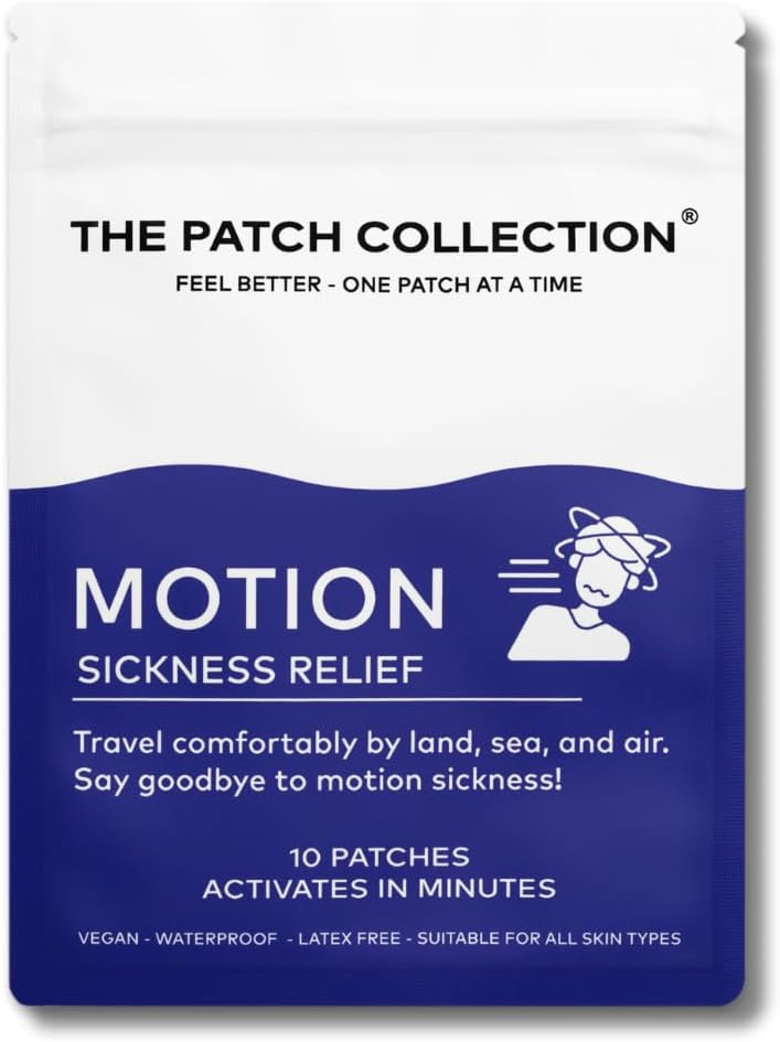 The Patch Collection® – Parche para Alivio de Mareos por Movimiento | Jengibre, Menta, Cártamo, Ginseng (Pack de 10)