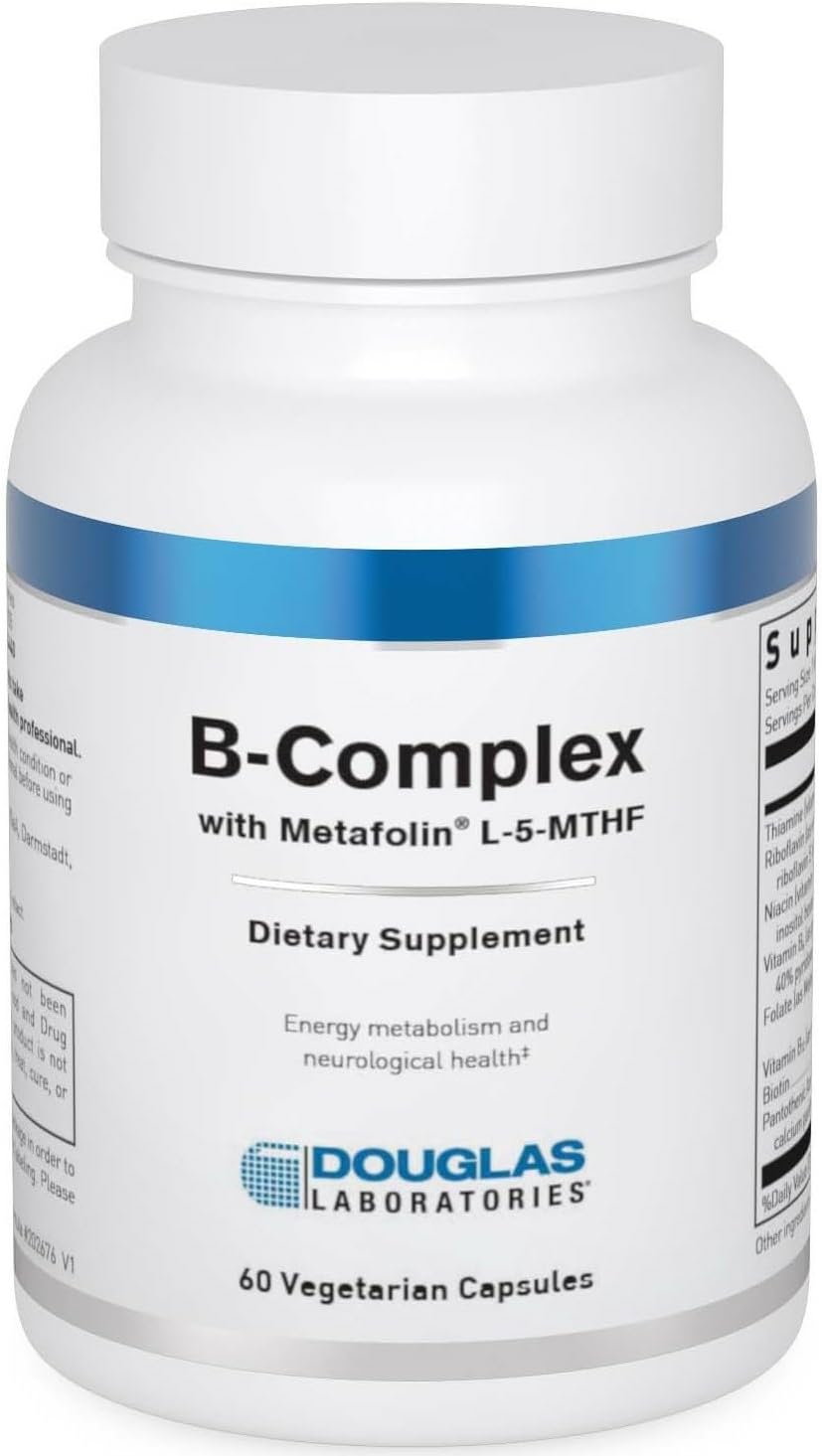 Douglas Laboratories Complejo B con Metafolin - Suplemento de Vitaminas B - con Folato, Biotina y Tiamina - No Transgénico - 60 Cápsulas Vegetarianas
