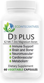 EcoIntegratives D3 Plus con Vitamina K2, Magnesio, Zinc y Boro – 60 Cápsulas Veganas