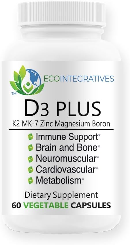 EcoIntegratives D3 Plus con Vitamina K2, Magnesio, Zinc y Boro – 60 Cápsulas Veganas
