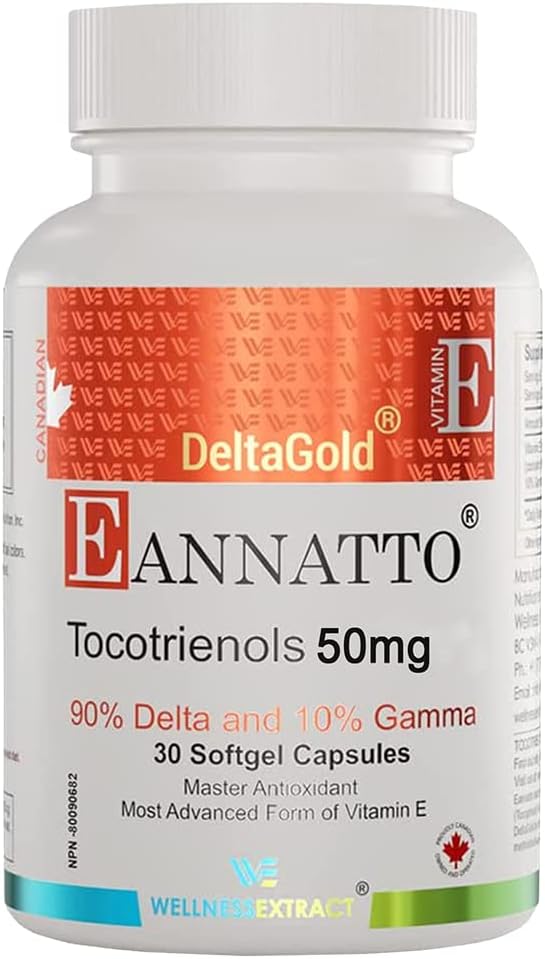 WELLNESS EXTRACT Eannatto Tocotrienols Vitamin E Supplements Tocopherol Free, Non-GMO, Gluten Free & Antioxidant125MG 60 Softgels (Pack of 3)