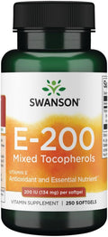 Swanson Vitamina E Mezcla de Tocoferoles 200 UI (134 mg), 250 Cápsulas Blandas