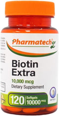 Biotina 10000 mcg, 120 Cápsulas Blandas - Vitamina B7