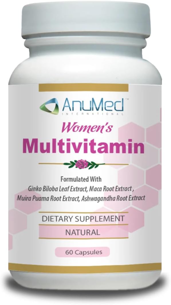 AnuMed Multivitamínico para Mujeres con Hierro, Vitamina D3, Magnesio, Complejo B y Apoyo Herbal - 60 Cápsulas