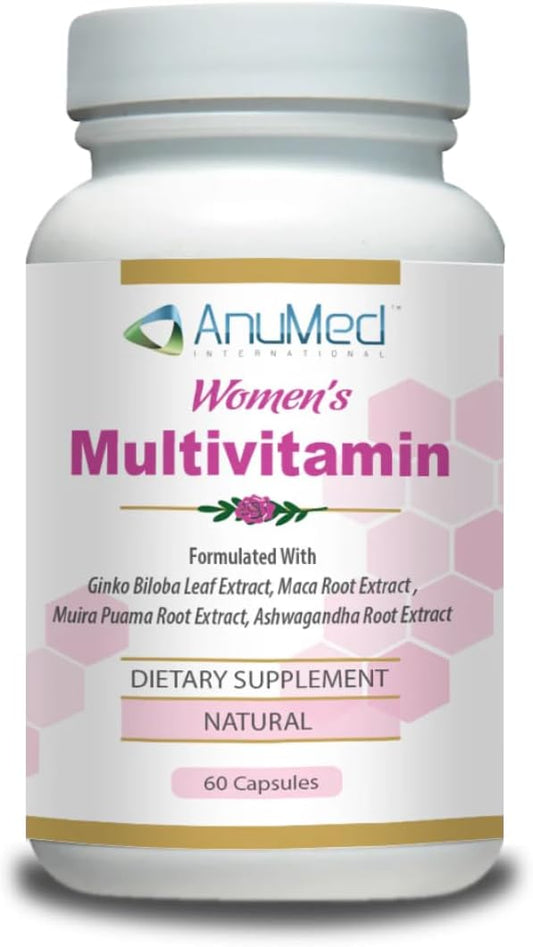 AnuMed Multivitamínico para Mujeres con Hierro, Vitamina D3, Magnesio, Complejo B y Apoyo Herbal - 60 Cápsulas
