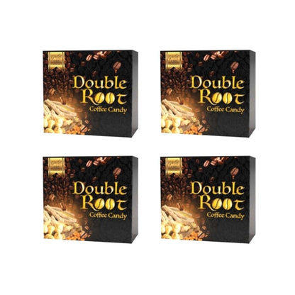 4 Cajas de Caramelos de Café Double Root - Bonbones de Café Arábica con Apoyo Energético (10 Piezas por Caja)