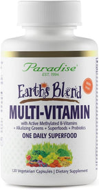 Paradise Herbs Earth's Blend Multivitamínico con Hierro, 48 Superalimentos, Probióticos, 120 Cápsulas