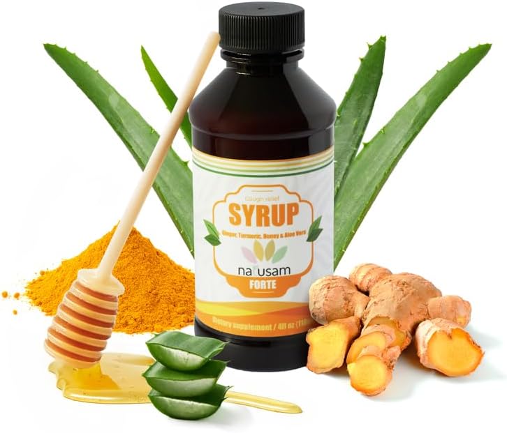 NATUSAM Suplemento Natural de Cúrcuma, Miel, Jengibre y Aloe Vera - Sabor Especiado Exótico - 118 ml