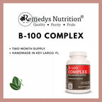 Complejo B-100 de Remedy's Nutrition | 1000 mg, 60 Cápsulas Veganas
