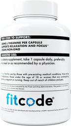 fitcode L-Teanina 200mg Cápsulas para Enfoque y Relajación