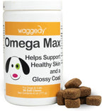 Waggedy Omega Max Chews para perros con aceite de salmón y linaza, 60 unidades.