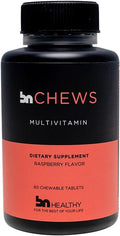 BNHealthy Chews Multivitamínico Bariátrico con Hierro - Masticable Diario con B12, D3, Folato y Zinc, Sabor Frambuesa, para Adultos Post-Cirugía, 60 Unidades