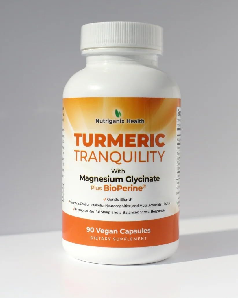 Turmeric Tranquility Cúrcuma Curcumina y Magnesio Glicinato con BioPerine – Alto Poder de Absorción – 90 Cápsulas