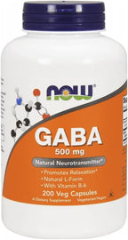 NOW Foods GABA con Vitamina B6 500 mg - 200 Cápsulas Vegetarianas
