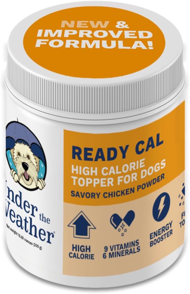 Under the Weather Ready Cal Powder para Perros - Complemento para Ganar Peso y Estimulante del Apetito, Sabor a Pollo, 300 g