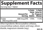 Carlson Ácido Fólico 400 mcg - Suplemento Prenatal para el Desarrollo Fetal, 300 Comprimidos