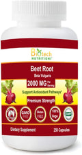 Biotech Nutritions Raíz de Remolacha Beta Vulgaris 2000 mg, 250 Cápsulas Veganas