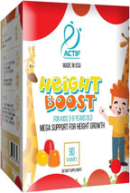 Actif Height Boost Mega Support para Niños de 3 a 8 Años, Fórmula de Crecimiento con 10+ Factores, 60 Gominolas, Sabor Fresa