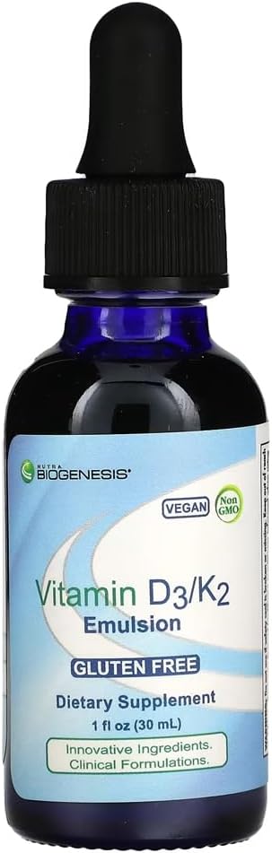 Vitamina D3 y K2 Emulsión - Gotas sublinguales con aceite MCT, 30 ml