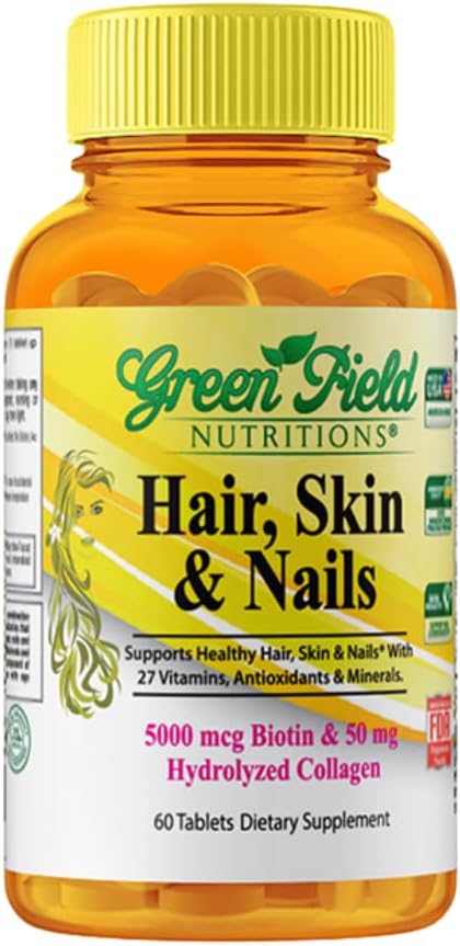 Greenfield Nutritions Biotina Halal 5000mcg con Colágeno - 60 Comprimidos
