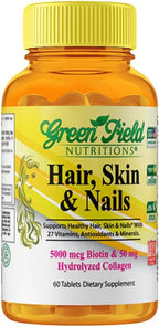 Greenfield Nutritions Biotina Halal 5000mcg con Colágeno - 60 Comprimidos
