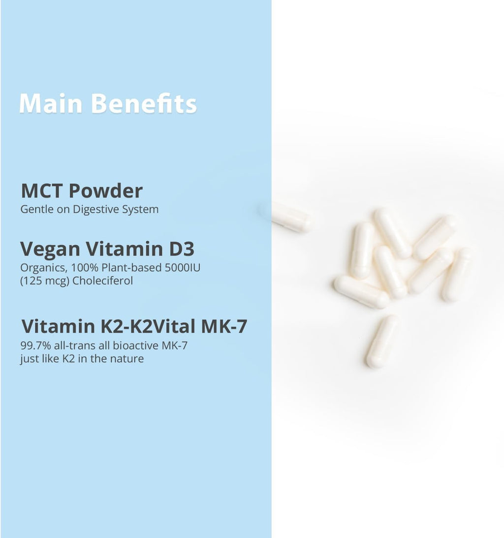 Magceutics Vitamina D3 K2 5000 UI 100 mcg MK-7 con MCT - 30 Cápsulas Veganas