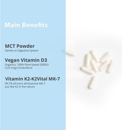Magceutics Vitamina D3 K2 5000 UI 100 mcg MK-7 con MCT - 30 Cápsulas Veganas – Image 3