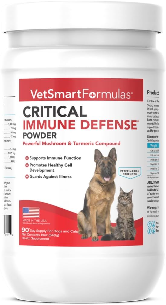 Critical Immune Defense para Perros y Gatos – Fórmula de Hongos y Cúrcuma Blanca – 30 Días