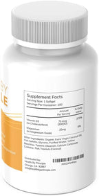 Health by Principle - Vitamina D3 - Apoyo Inmune, Salud Ósea y Cognitiva - Natural, Orgánico, Sin OGM, Sin Gluten - 100 Softgels