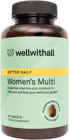 WellWithAll Multivitamínico para Mujeres | Complemento Diario con Vitaminas, Minerales y Hierro | 60 Comprimidos