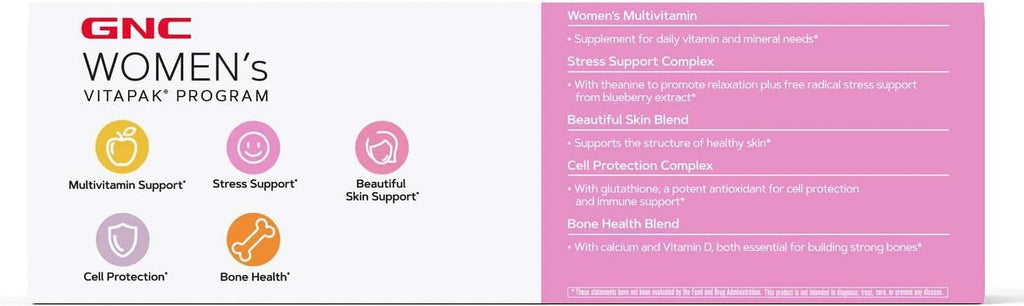 GNC Women's 30+ Vitapak Program | Multivitamínico Diario para Mujeres - 30 Sobres