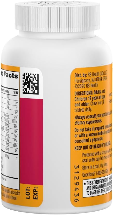 Airborne Vitamina C 1000mg (per serving) Berry Chewable - 32 Count