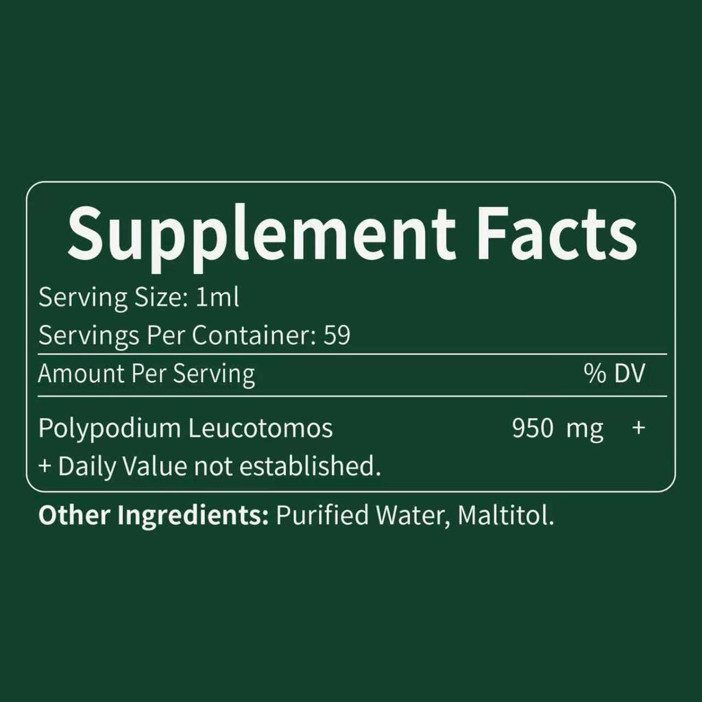 Polypodium leucotomos Immune Support Drops, Herbal Extract Immunity Boost Supplement for Skin Health. Calaguala para Proteger la Piel. 2oz
