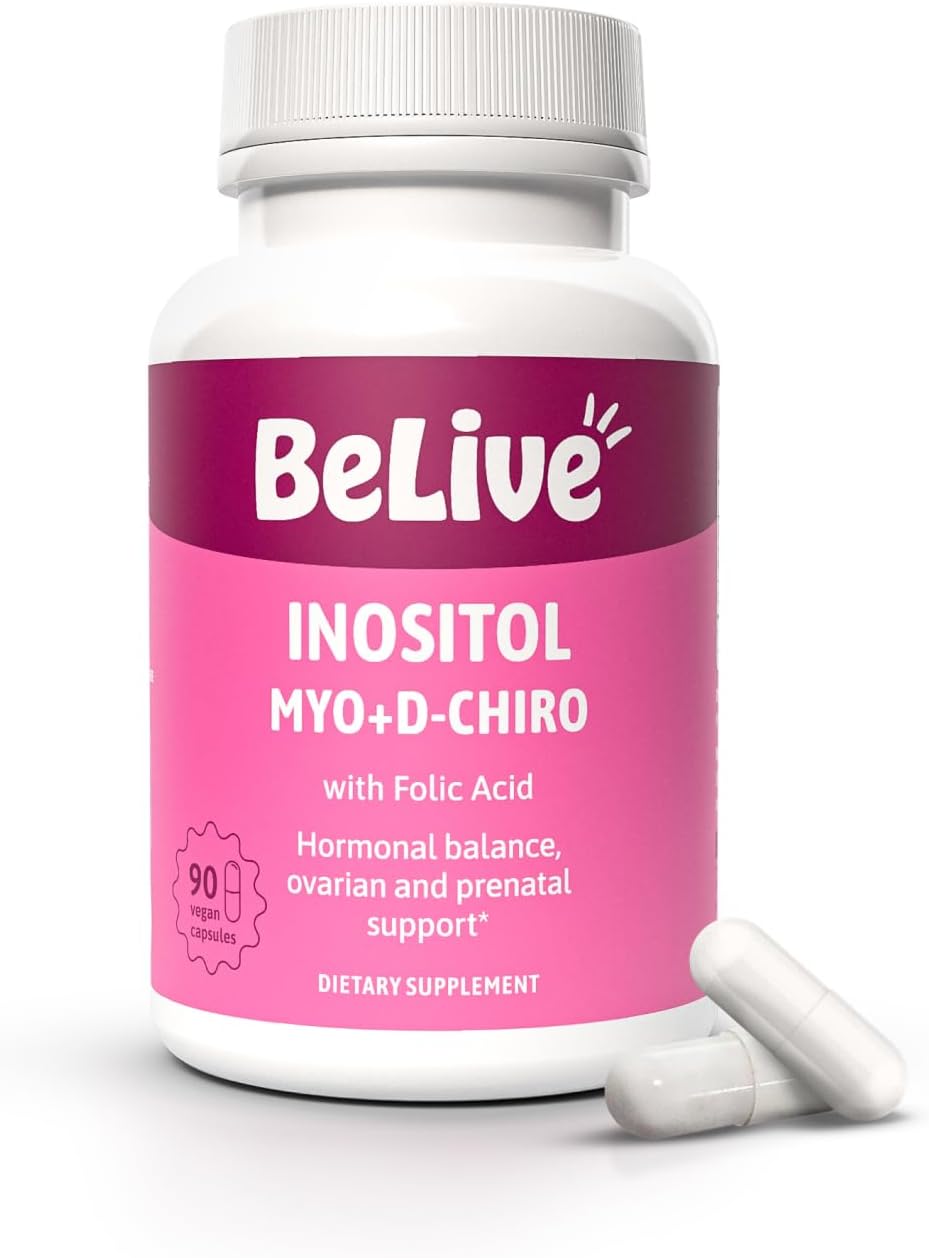 BeLive Myo-Inositol & D-Chiro Inositol Supplement – 2 Pack – 90 Cápsulas Cada – Ratio 40:1 con Ácido Fólico para Mujeres