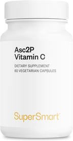 Supersmart Asc2P Vitamina C 500 mg al día (fórmula avanzada) - Suplemento de magnesio-ascorbil-fosfato | Sin OGM y sin gluten - 60 cápsulas vegetales