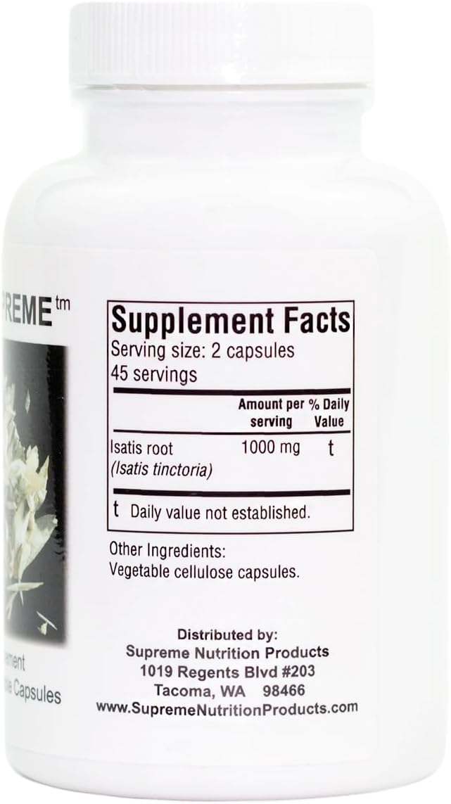 Supreme Nutrition Woad Supreme, 90 Cápsulas Vegetarianas de Raíz de Isatis Pura