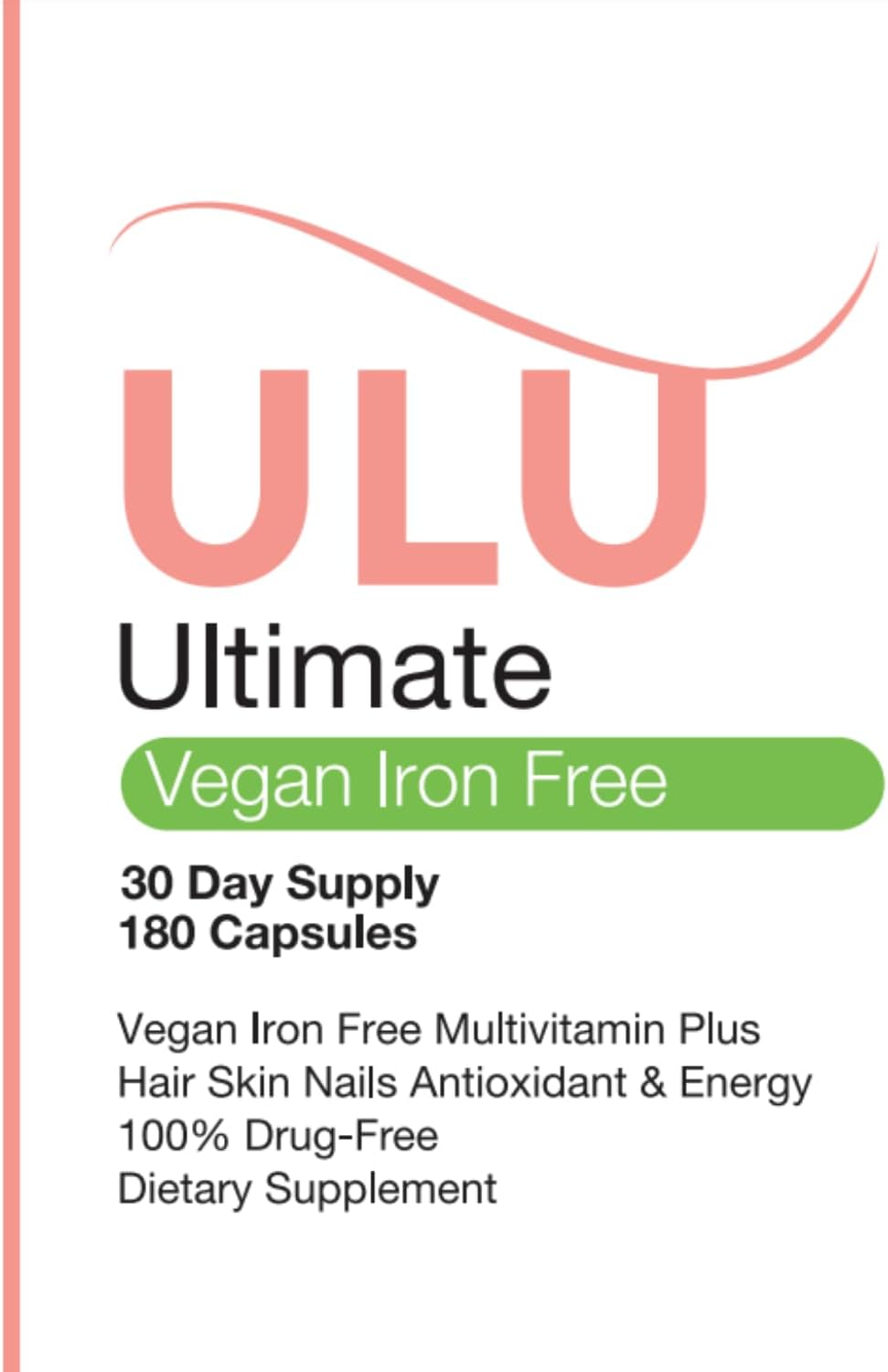 ULULIFE Multivitamínico Vegano Sin Hierro - Pack de 2 (360 Cápsulas) - Para Cabello, Piel, Uñas, Energía y Antioxidante